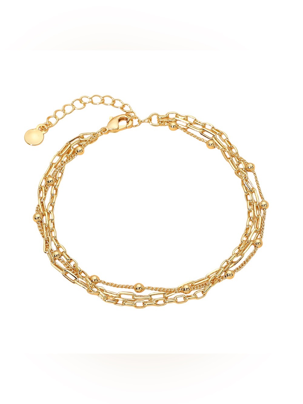 18K Gold Dipped Beaded Paperclip Chain Layered Bracelet